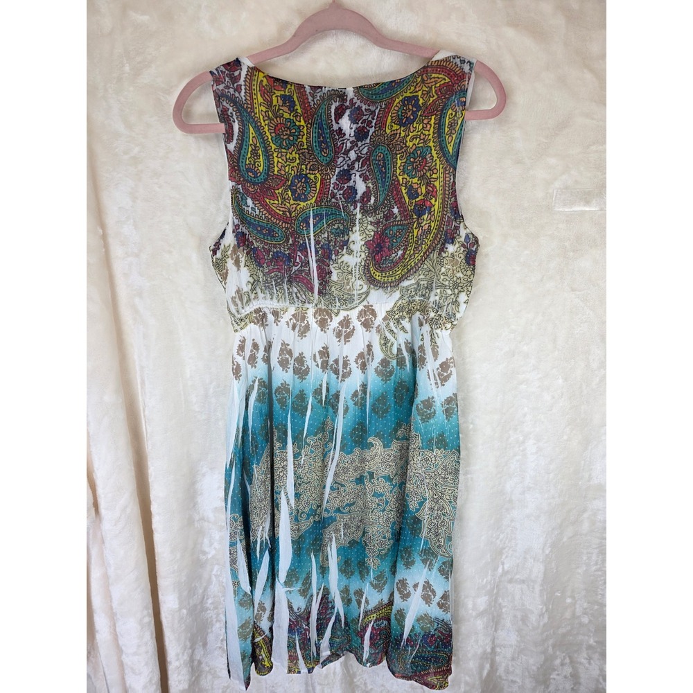 Y2K Sienna Rose Inc Paisley Swiss Dot Sleeveless Empire Waist Multicolor - Picture 2 of 6
